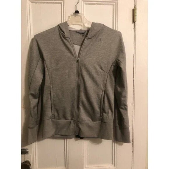 adidas Tops - Adidas Climalite Sweatshirt Hoodie Full Zip  Reflective Hood Womans Gray Small